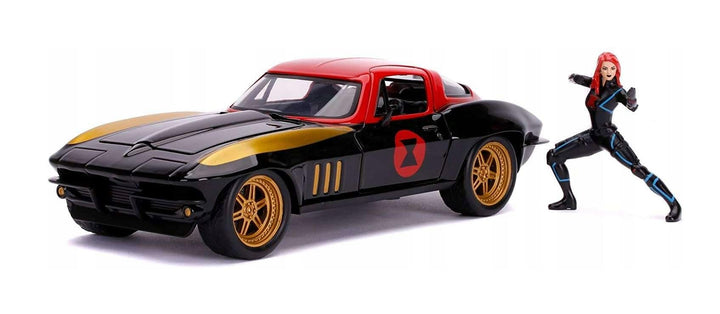 Jada Toys 253225014 Marvel, 1966 Chevy Corvette, Spielzeugauto, Türen, Kofferraum, Motorhaube zum Öf