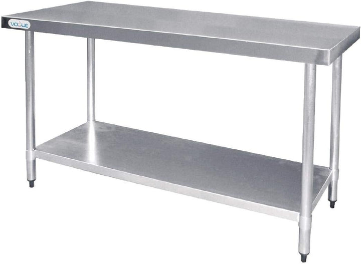 Vogue Vorbereitungsstationstisch aus poliertem Edelstahl mit Unterregal, 900(H)x1200(B)x600(T)mm, ve