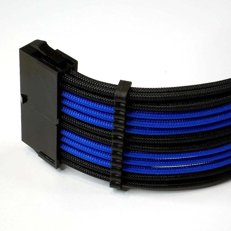 dcl24.de 30CM Sleeved Cable PC Extension Kit Schwarz-Blau für Netzteil, GPU/CPU, PSU Cable Extension