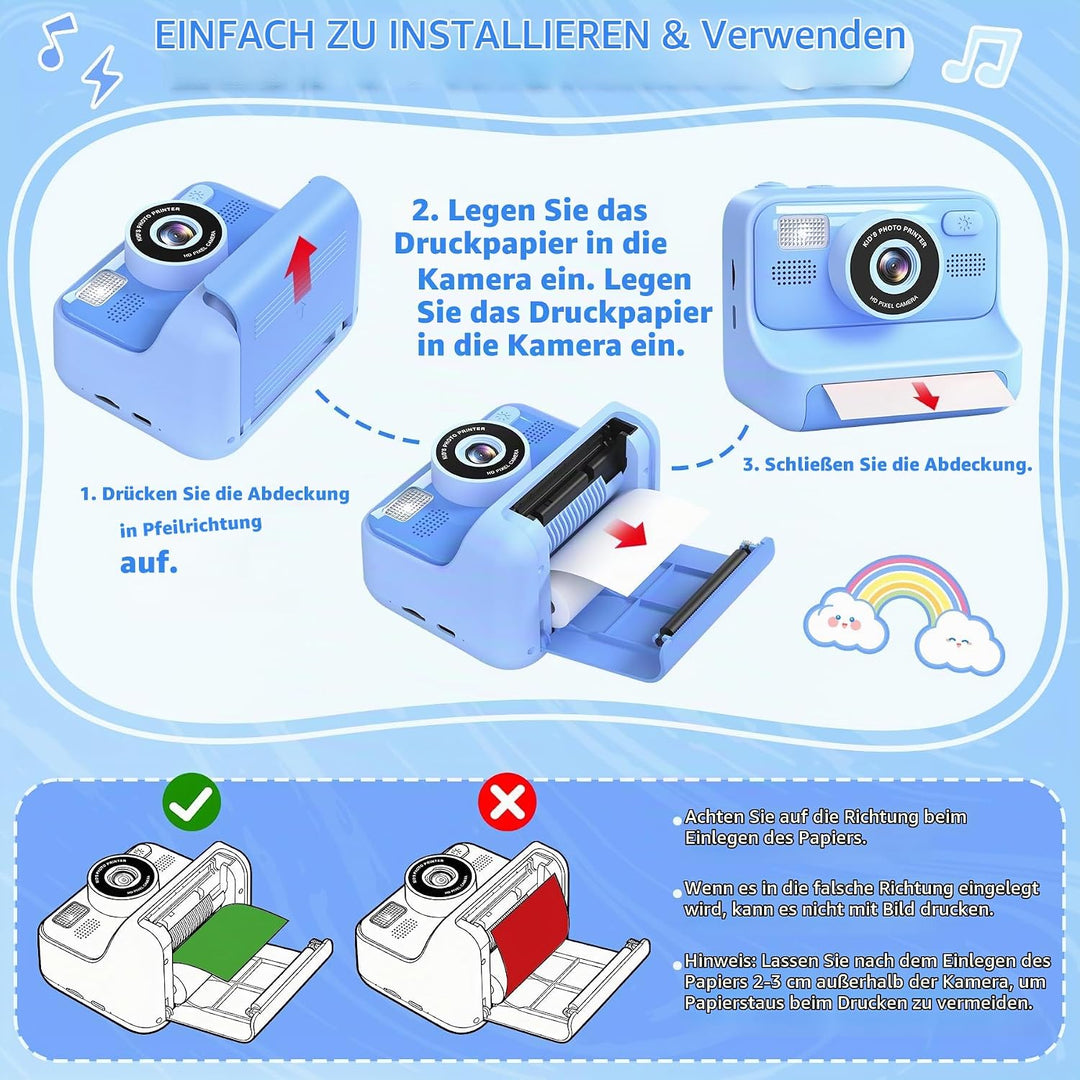 Gontence Kinderkamera, Digitalkamera Kinder, 2" Bildschirm Kinder Kamera SD Karte 32GB | 1080P HD Vi
