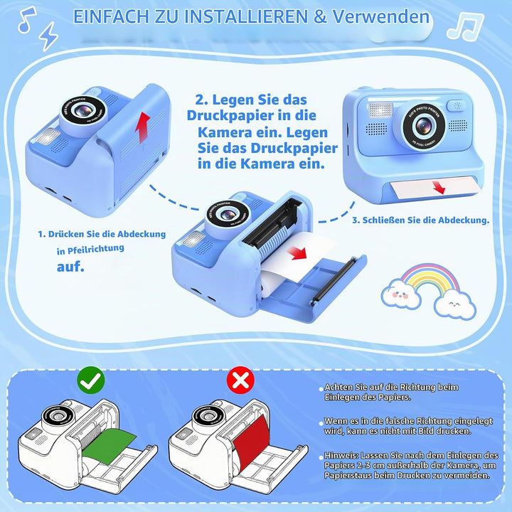 Gontence Kinderkamera, Digitalkamera Kinder, 2" Bildschirm Kinder Kamera SD Karte 32GB | 1080P HD Vi