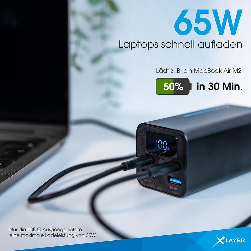 XLayer Power Bank Bar 20.000 mAh 65W Core Power Akku, externes Ladegerät für Laptop, PC iPhone, iPad