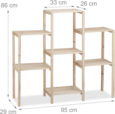 Relaxdays Pflanzenregal Holz, für Innen, stabil, rustikal, rostfrei, massiv, Blumenregal, HxBxT: 86
