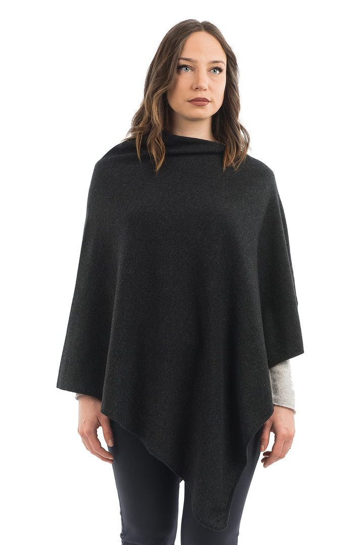Dalle Piane Cashmere - Poncho aus Kaschmir-Gemisch - Made in Italy - Damen Einheitsgrösse Anthrazit,