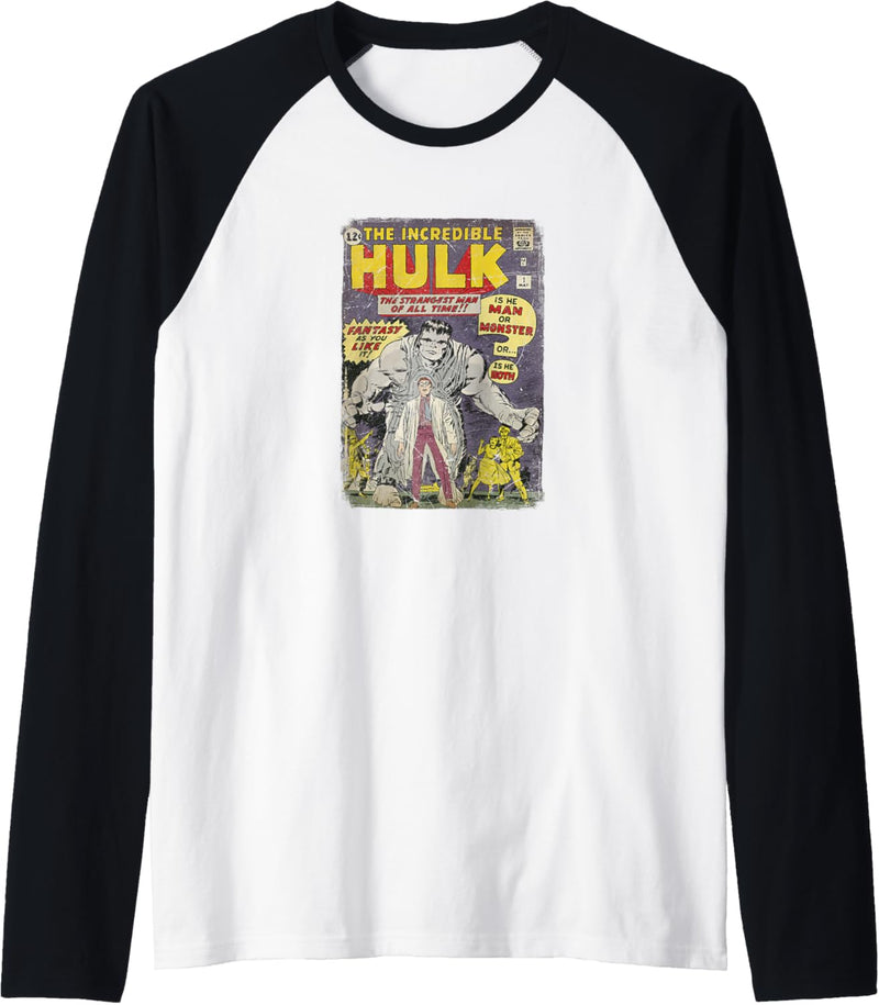 Marvel The Hulk Retro Comic Cover Strangest Man Of All Time Raglan