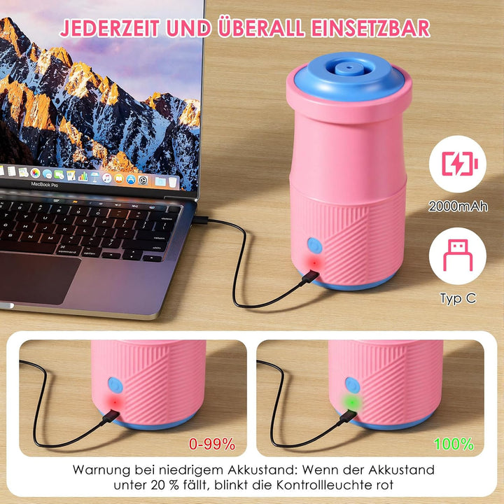 Luftballonpumpe Elektrische, Wiederaufladbare Ballonpumpe mit 2000 mAh Akku und 2 Düsen für Party, H