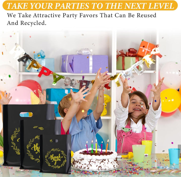 300 Stück Geschenktüten, Candy Tüten, Waren Taschen, Tragetaschen Plastik mit “Thank You”, Kunststof