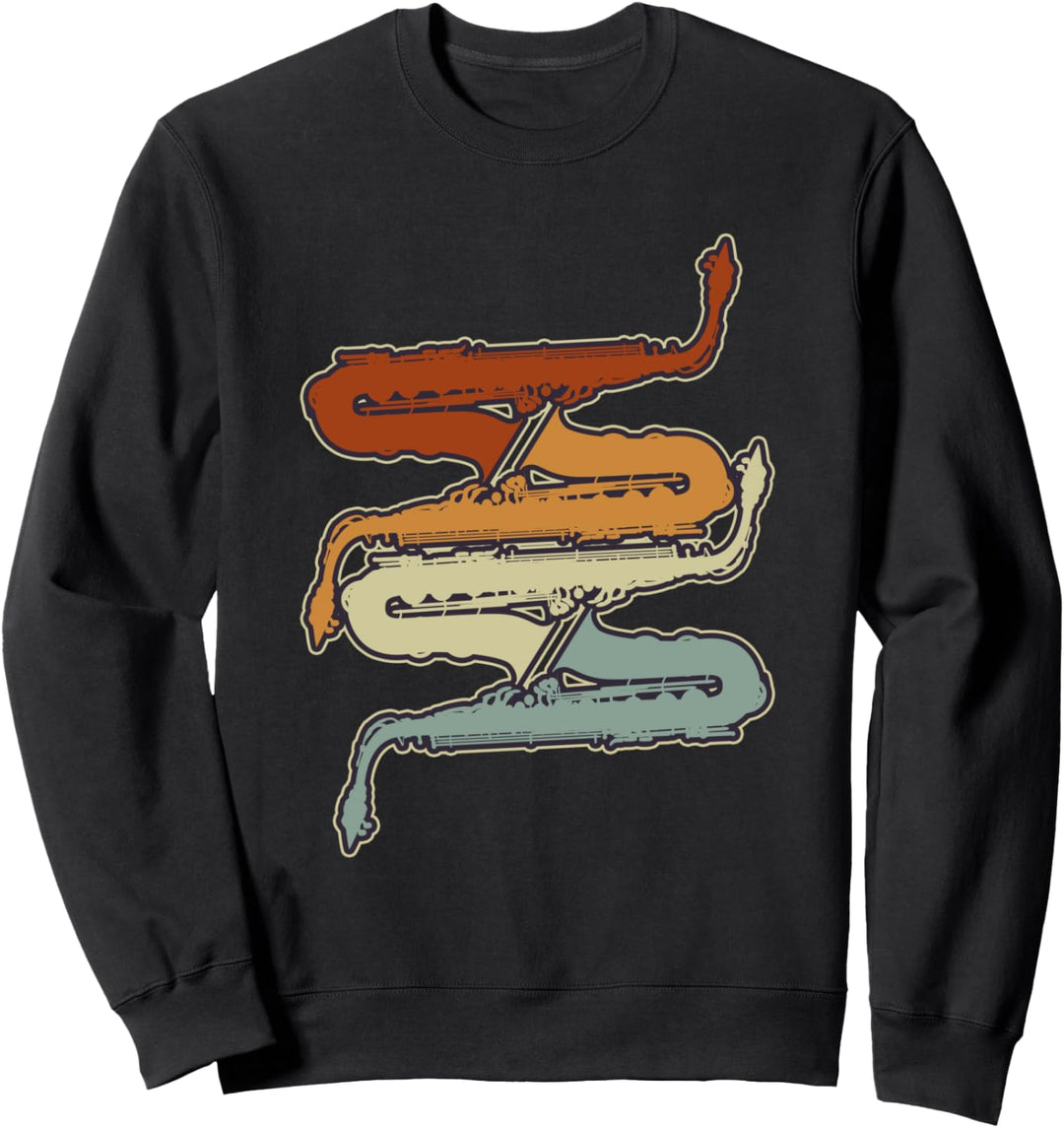 Saxophonspieler Musikinstrument Jazz Musik Retro Saxophon Sweatshirt