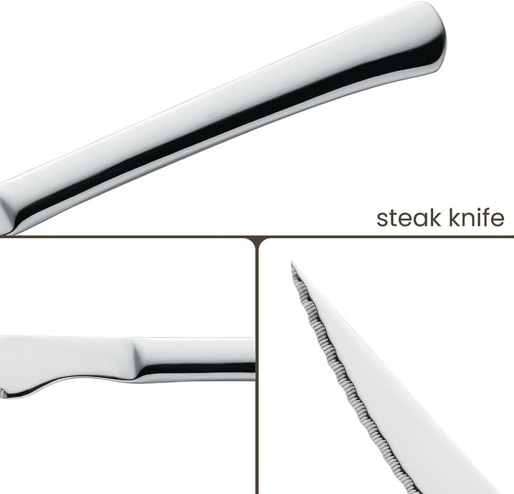 Menax - Edelstahl Steakmesser - Tafelmesser - Brotzeitmesser - Sägemesser - Menümesser - Set 12 Stüc