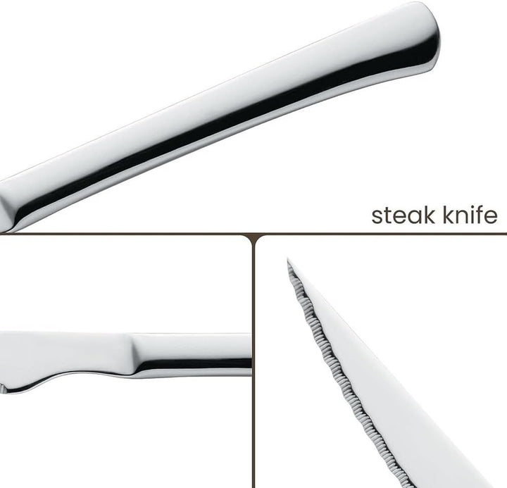 Menax - Edelstahl Steakmesser - Tafelmesser - Brotzeitmesser - Sägemesser - Menümesser - Set 12 Stüc