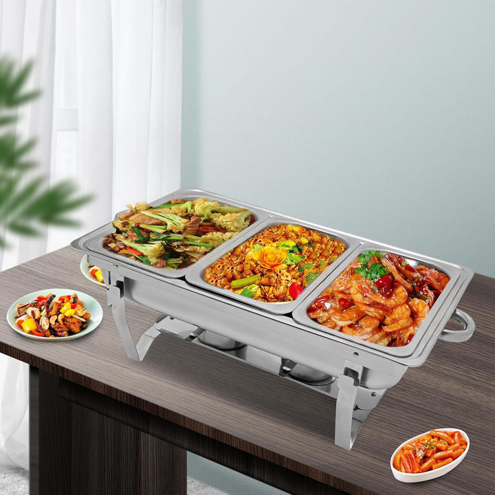 Edelstahl Buffetwärmer Speisenwärmer Chafing Dish Buffet Set Catering Party Warmhaltebehälter 3L/3.1