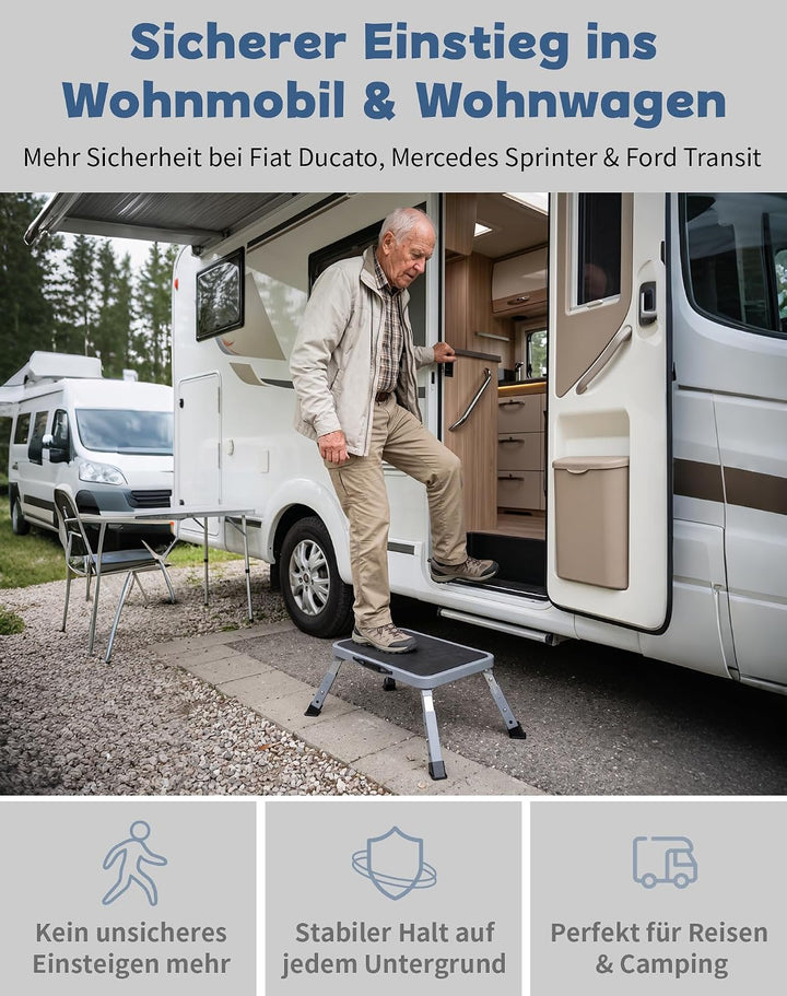 Trittstufe Wohnwagen Tritthocker Klappbar 3-stufig höhenverstellbar 150kg