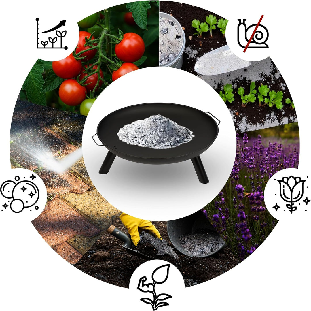 Berdsen Feuerschale mit Rost 60 cm Feuerstelle Outdoor Feuerkorb Garten Rostfrei Stahl Pulverbeschic