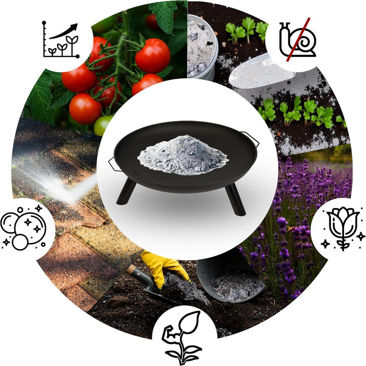 Berdsen Feuerschale mit Rost 60 cm Feuerstelle Outdoor Feuerkorb Garten Rostfrei Stahl Pulverbeschic