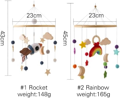Babybett Mobile Baby Windspiel, Holz Mobile Baby Kinderzimmer Hängende Bettglocke, Geschenk für Baby