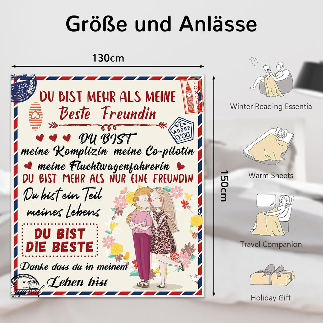 PQCXXA Geschenke für Freundin Kuscheldecke, Flanell Decke Geschenk Ideen Frauen Freundin Geburtstag