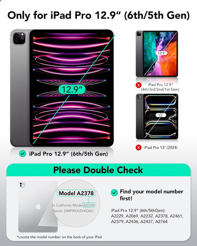 ESR für iPad Pro 12.9 Hülle 2022/2021, iPad Pro 12,9 Zoll Case, abnehmbare magnetische Abdeckung, Ve