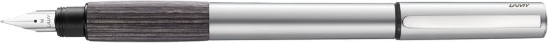LAMY accent Füllhalter 096 – Füller aus Aluminium mit austauschbarem Griffstück aus braunem Holz und