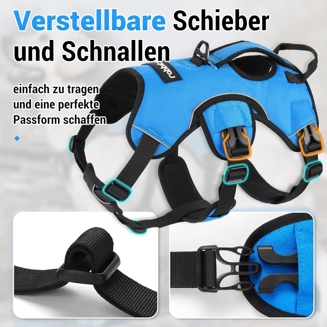 rabbitgoo Ausbruchsicheres Hundegeschirr Grosse Hunde mit Griff, Anti Zug Sicherheitsgeschirr Hund A