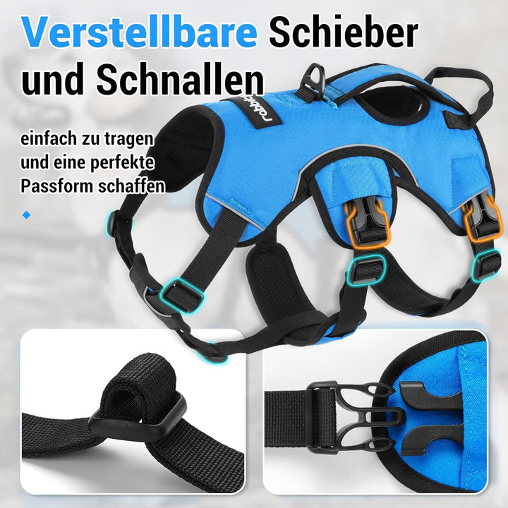 rabbitgoo Ausbruchsicheres Hundegeschirr Grosse Hunde mit Griff, Anti Zug Sicherheitsgeschirr Hund A