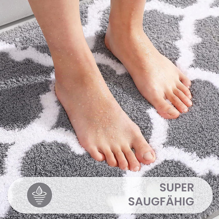 Homaxy rutschfest Badematten Set 2 teilig Weich Hochflor Bad WC Badezimmerteppich Set Mikrofaser Bad
