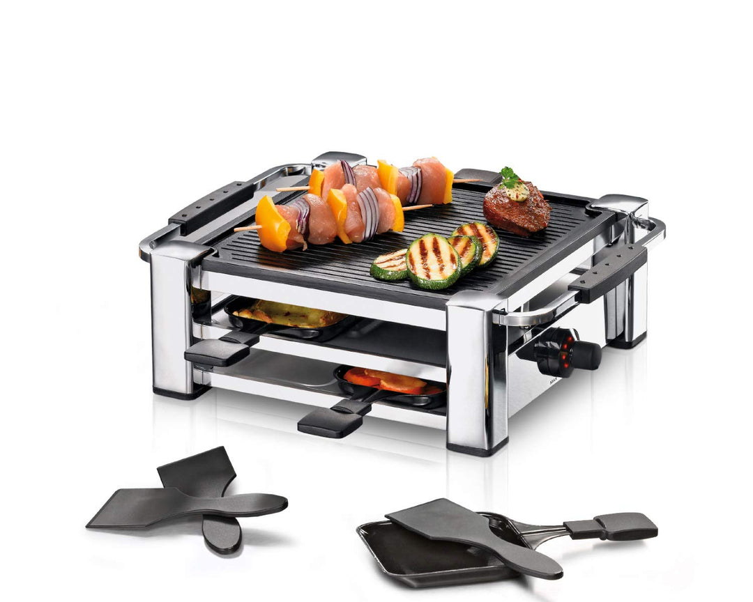 ROMMELSBACHER RCC 1000 Raclette-Grill (Tischgrill, für 4 Personen, gerippte Alu-Druckguss-Grillplatt