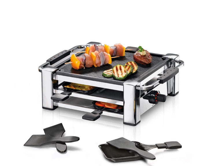 ROMMELSBACHER RCC 1000 Raclette-Grill (Tischgrill, für 4 Personen, gerippte Alu-Druckguss-Grillplatt