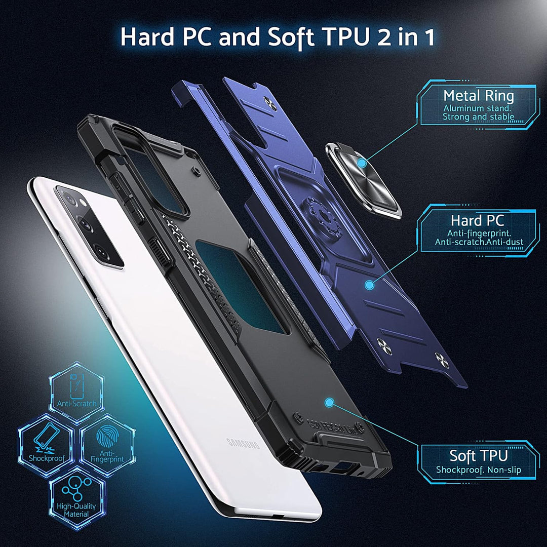 DASFOND Armor Hülle für Samsung Galaxy S20 FE 4G/5G Case Militär Stossfest Handyhülle [Upgrade 2.0]