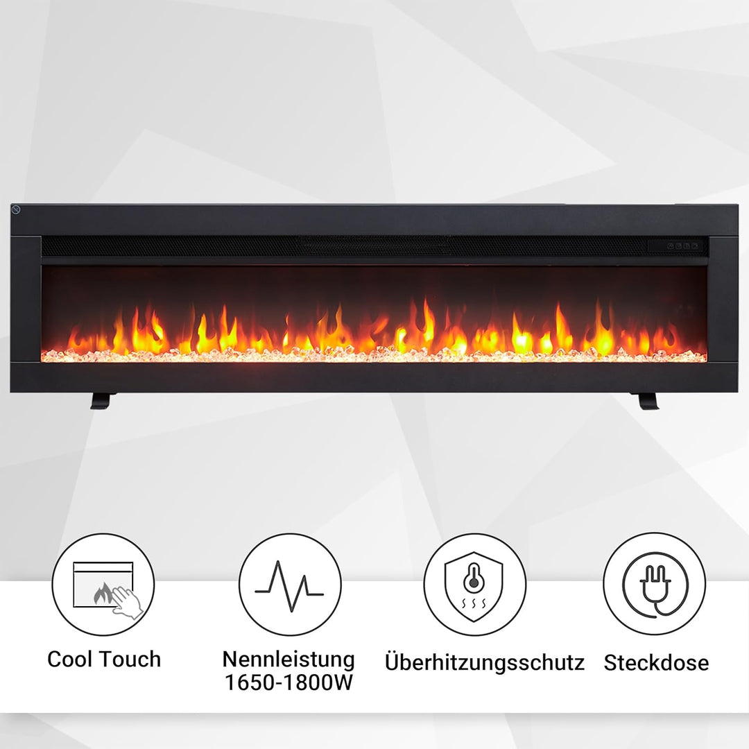 BALDERIA Agnes 50" Elektrokamin - Elektrischer Stand-, Wand- oder Einbaukamin mit Heizung 1000/2000