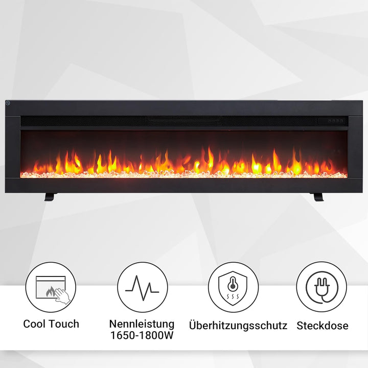 BALDERIA Agnes 50" Elektrokamin - Elektrischer Stand-, Wand- oder Einbaukamin mit Heizung 1000/2000