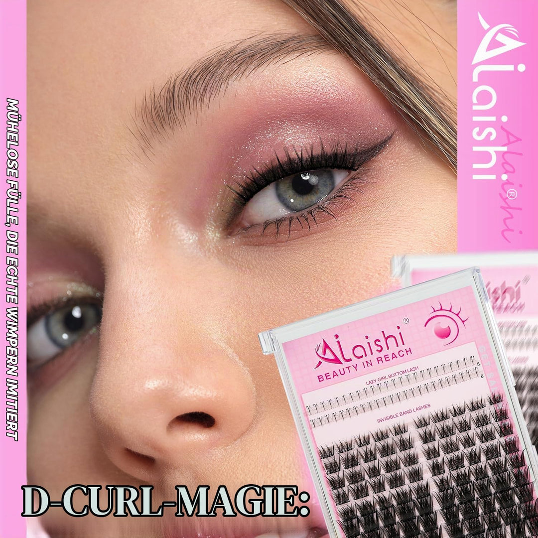 Anime Lash Clusters, 124 Stück Manga Eyelash Extensions 5-16mm, Fluffy D Curl mit Bond and Seal, Pin