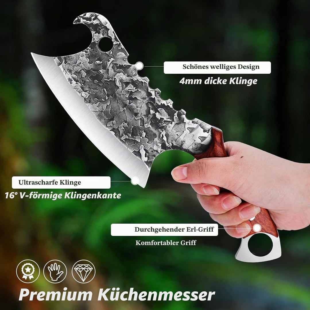 Dragon Riot Hackmesser mit Holzgriff, Küchenmesser Scharf Hackbeil Kochmesser Profi Messer Handgesch