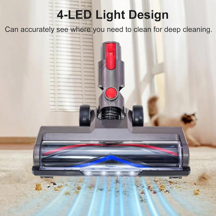 Motorisierte Bodenbürste kompatibel mit Dyson V7 V8 V10 V11 V15 Staubsauger – LED Bürstenkopf mit 4