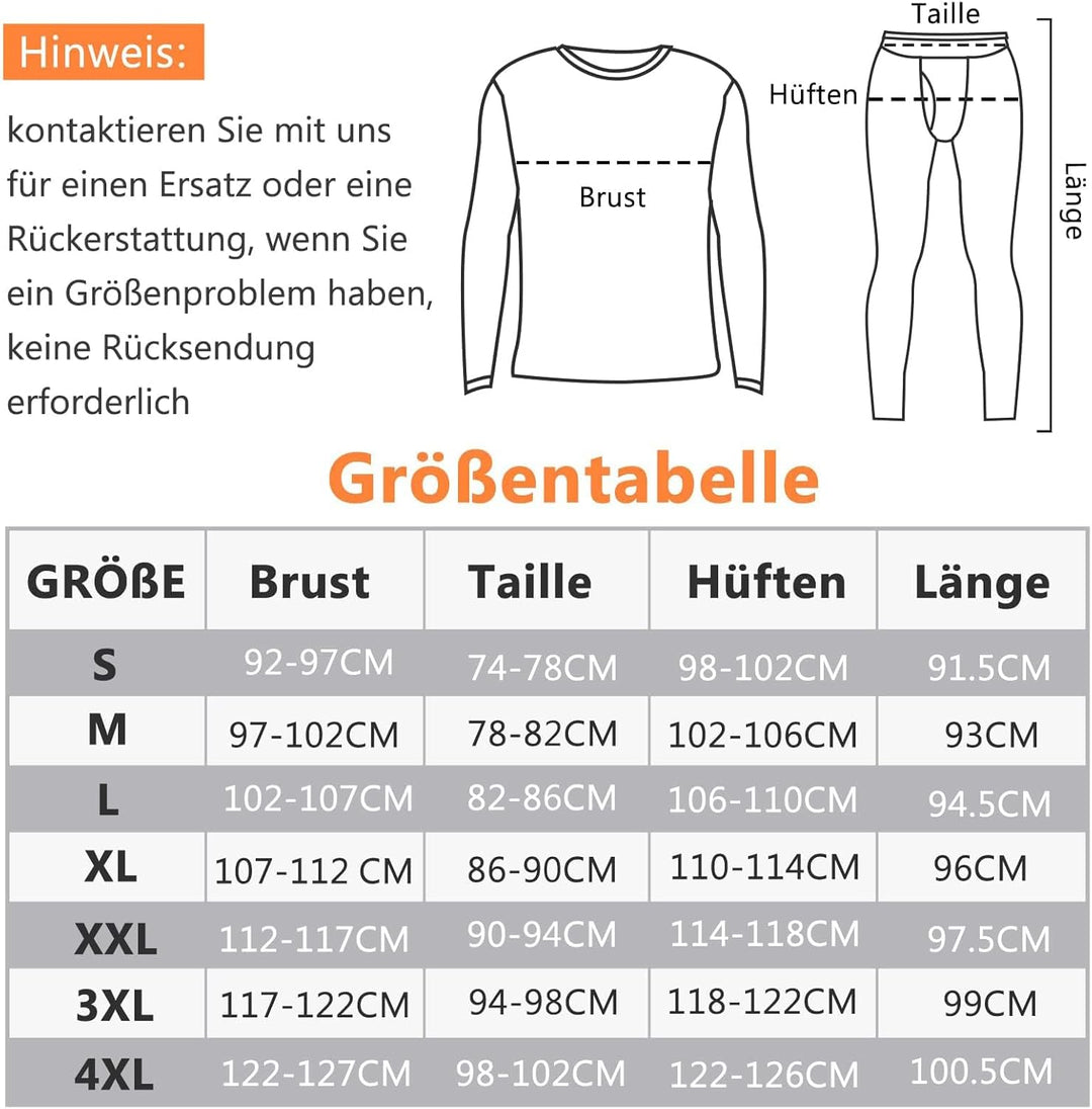 SIMIYA Thermounterwäsche Herren 2er Set Warme Unterwäsche mit Innenfleece, Thermo Oberteil und Unter