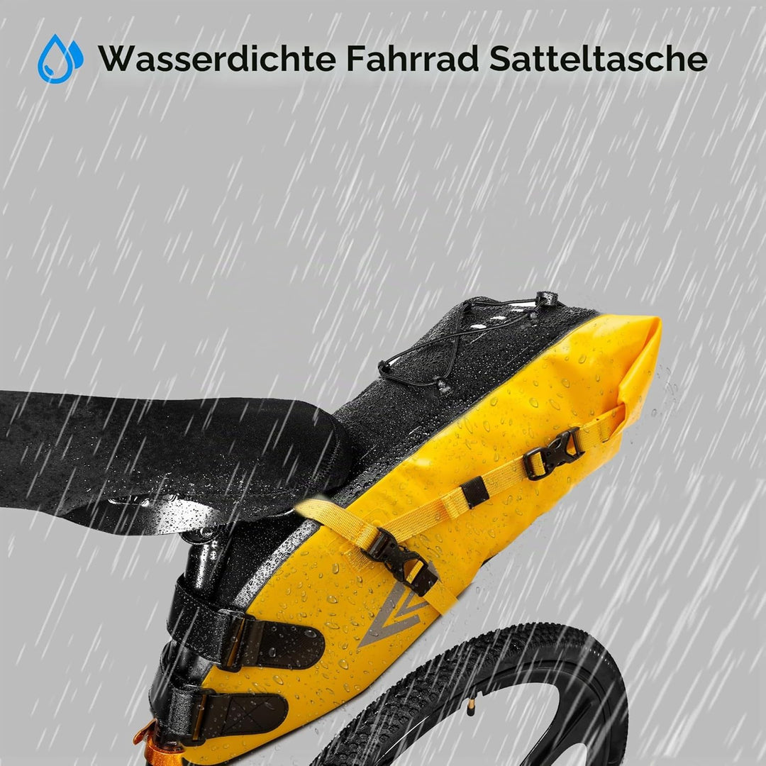 wasserdichte Fahrrad-Satteltasche - 10L Rollverschluss Fahrradsatteltasche Unter Sattel Aufbewahrung