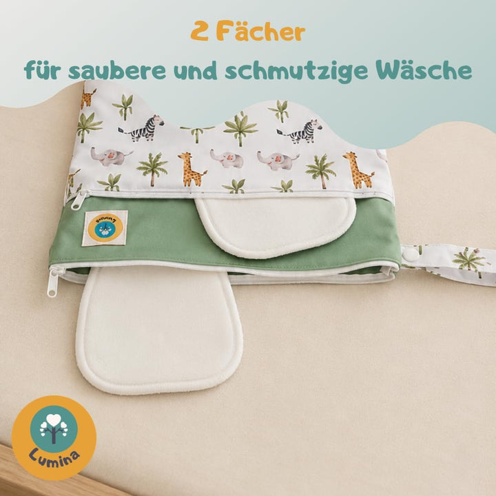 Lumina doppel Wetbag/Nasstasche mit 2 Fächern hochwertiger Zipper: Afrika Animals, Afrika Animals