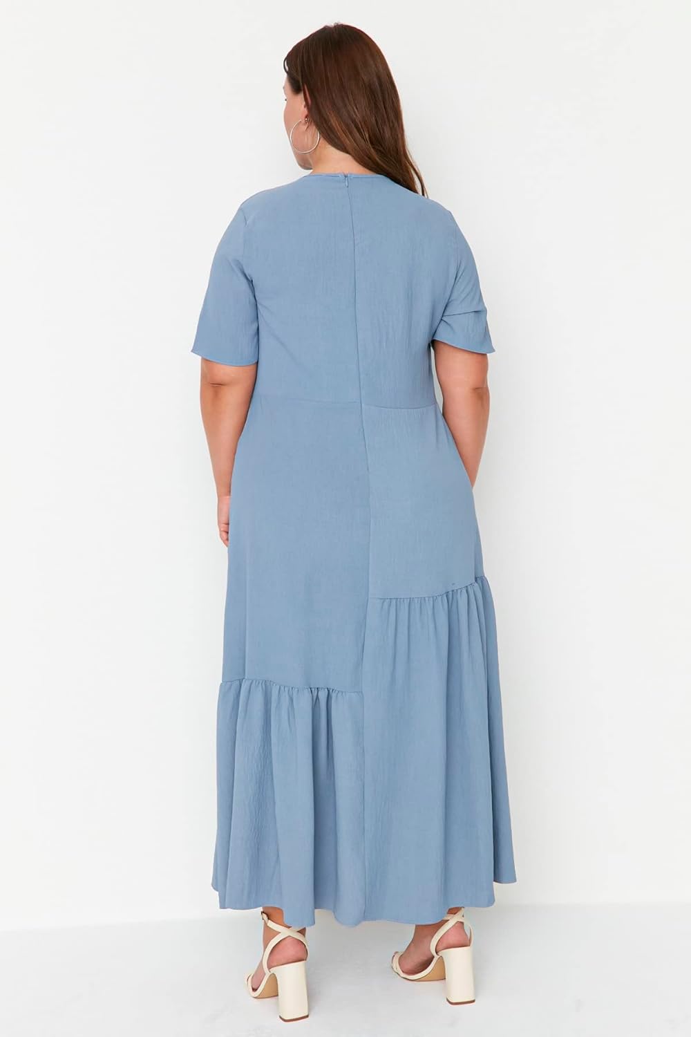 Trendyol Maxi Ruffle Hem Regular Plus Size Dress Kleid,