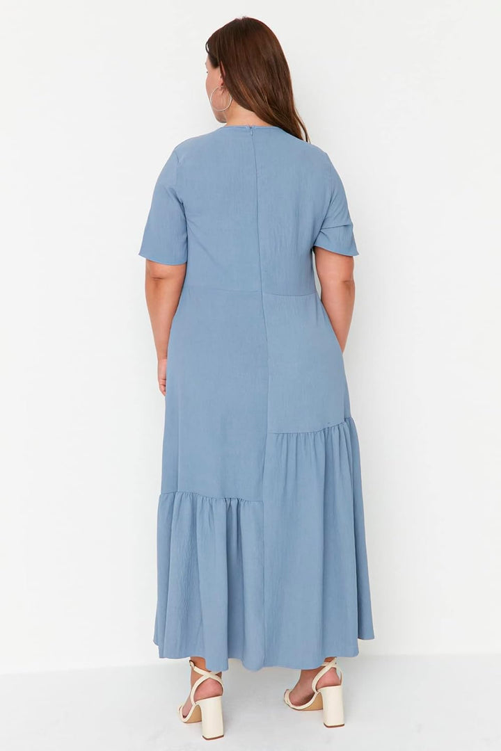 Trendyol Maxi Ruffle Hem Regular Plus Size Dress Kleid,