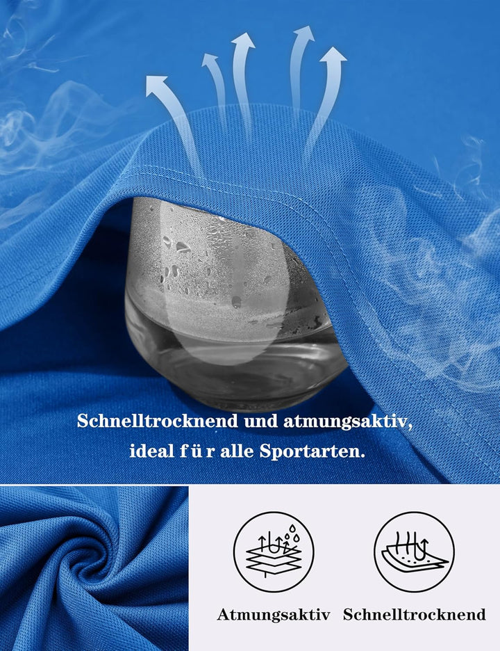 KEFITEVD Polo Shirts Herren Kurzarm Golf Tshirts Schnelltrocknend Army Tshirt Sport Outdoor Poloshir