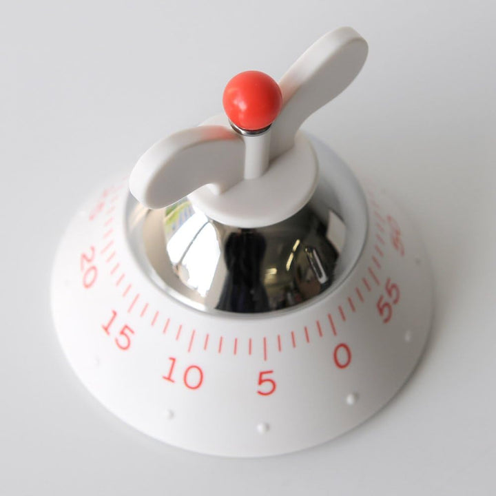 Alessi A09 W Kitchen Timer, Küchentimer aus thermoplastischem Harz, weiss ,, 10,5cm, Weiss