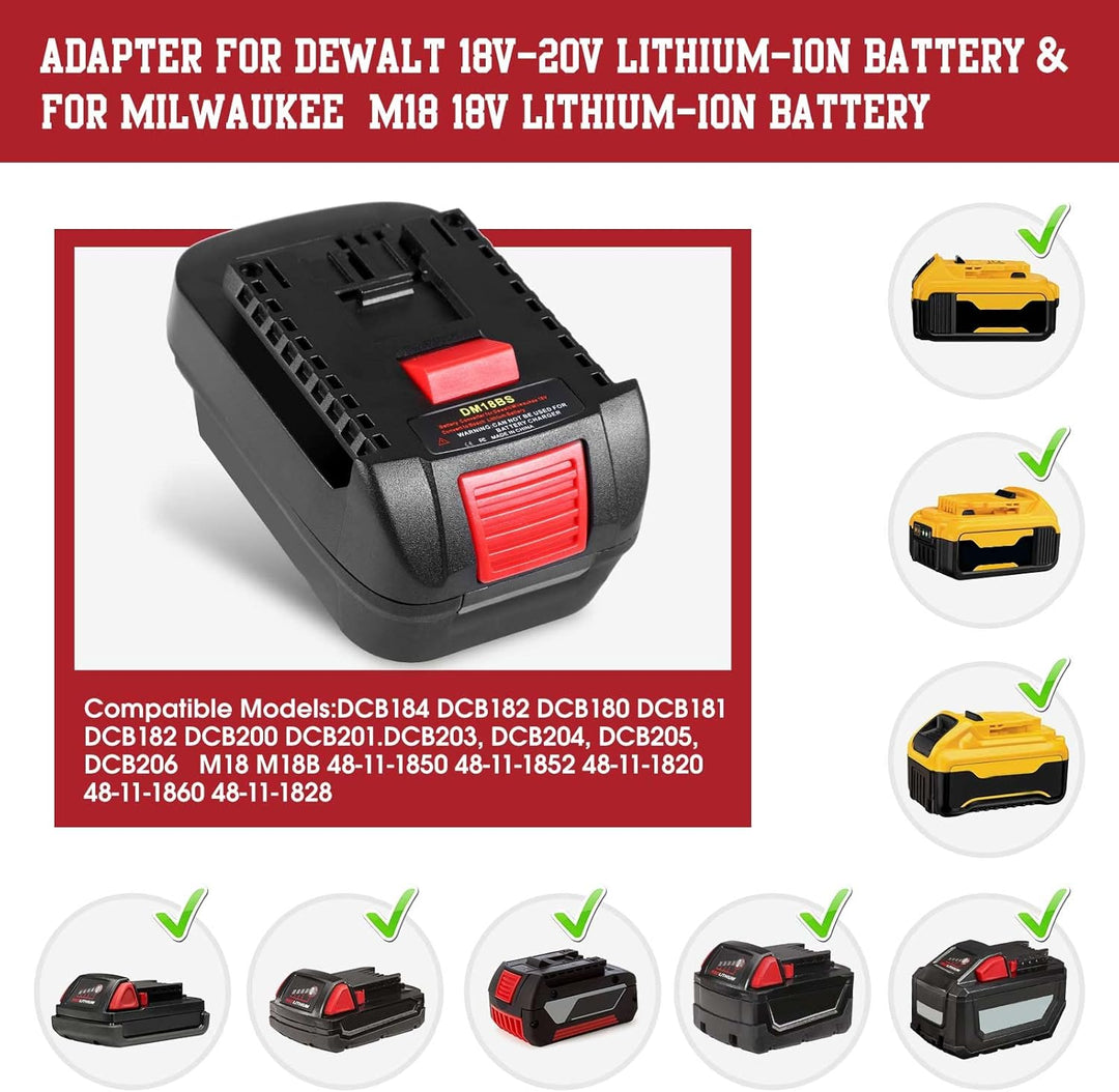 2-in-1 Akku Adapter für Dewalt 20V &amp; für Milwaukee M18 18V Li-Ion Batterien zu für Bosch GBA 18V Sys
