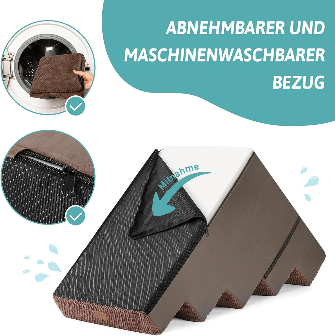 Hundetreppe, 5 Stufen Multifunktionale aus Hochdichtem Schaumstoff für Bett Couch Sofa, 60cm Hoch Ab