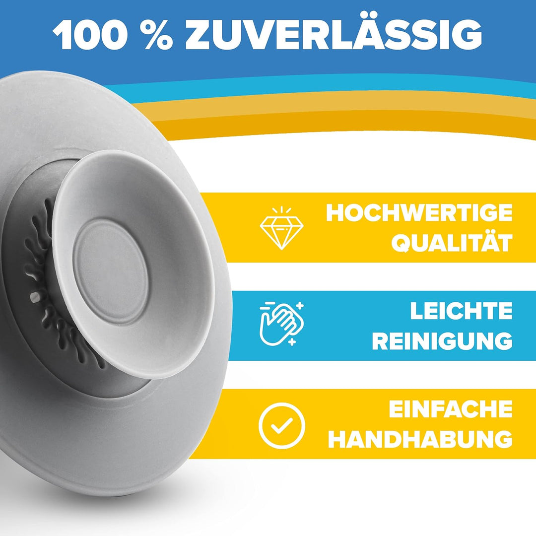 Universal Abflussstopfen - Waschbeckenstöpsel mit Haarsieb Funktion - Praktisches Abflusssieb Siliko
