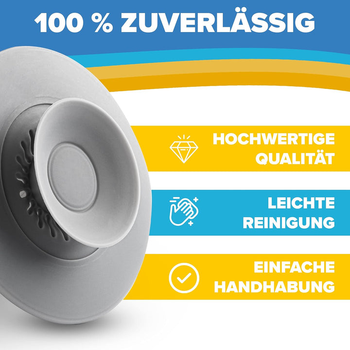 Universal Abflussstopfen - Waschbeckenstöpsel mit Haarsieb Funktion - Praktisches Abflusssieb Siliko
