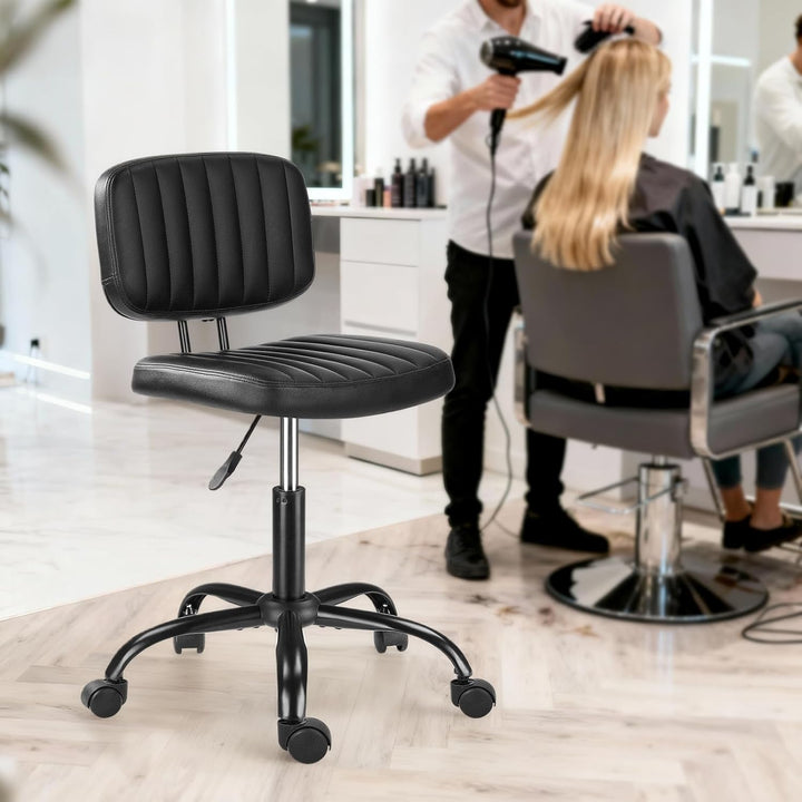 Ergonomischer Rollhocker mit Rückenlehne Arbeitshocker Drehhocker Rollhocker 360° drehbar Höhenverst