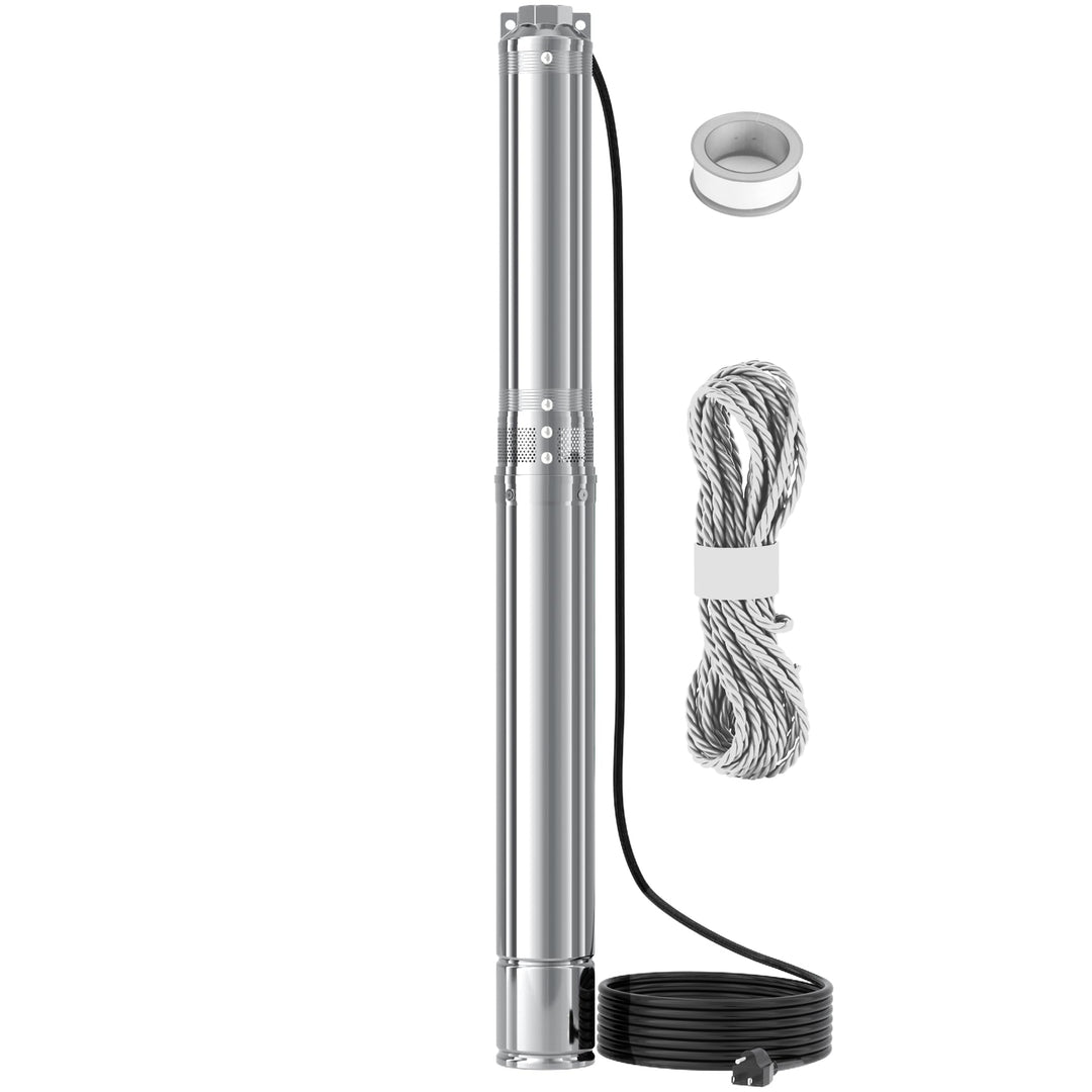 FOTING 2200 W Tiefbrunnenpumpe 3 HP Brunnenpumpe 163 L/min Tauchpumpe max. d10.2x13.72 cm, d10.2x13.