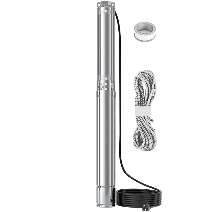 FOTING 2200 W Tiefbrunnenpumpe 3 HP Brunnenpumpe 163 L/min Tauchpumpe max. d10.2x13.72 cm, d10.2x13.