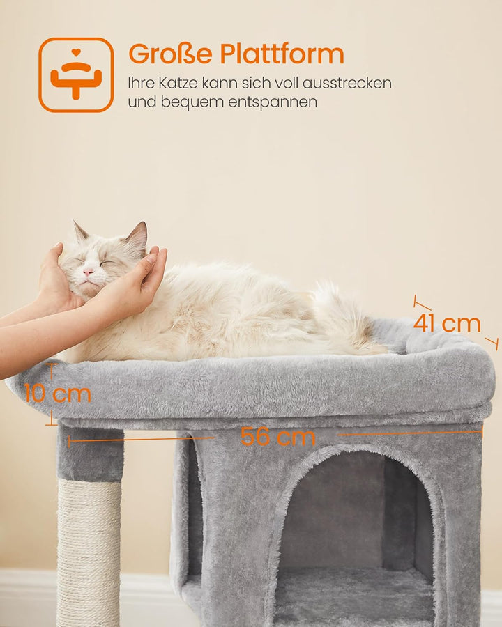 Feandrea Kratzbaum, 84 cm Katzenbaum, L, Katzenhaus für grosse Katzen bis zu 7 kg, grosse Plattform,