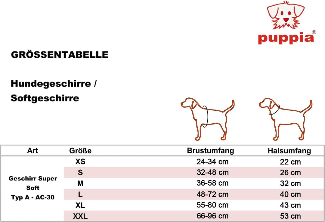 Puppia Hundegeschirr für kleine und mittelgrosse Hunde - super weich in vielen Farben - Auch als Wel