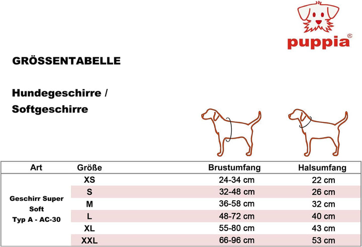 Puppia Hundegeschirr für kleine und mittelgrosse Hunde - super weich in vielen Farben - Auch als Wel